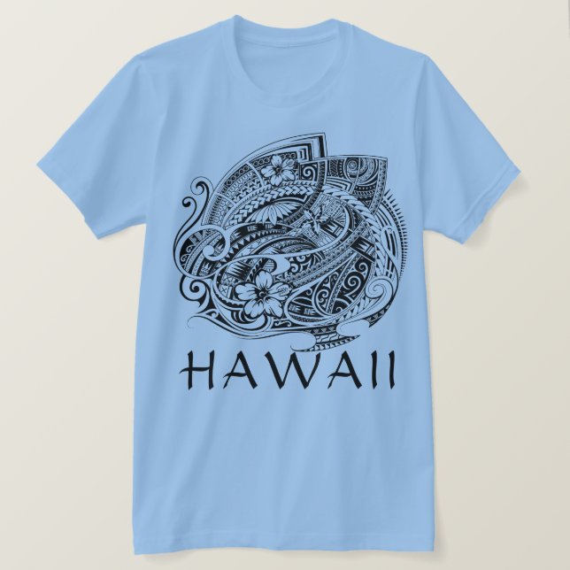 HIBISICUS POLYNESIAN TRIBAL HAWAII Blank T-Shirt (Design vorne)