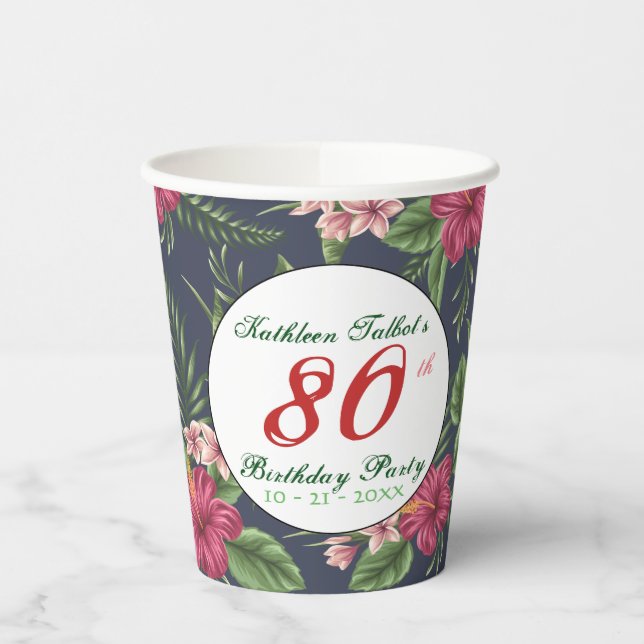 Hibisken 80. Geburtstagsparty Paper Cup Pappbecher (Links)