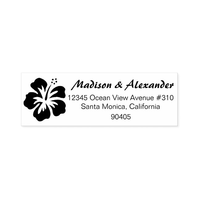 Hibisken Blume Adresse Briefmarke, Selbstfarbige B Permastempel (Design)