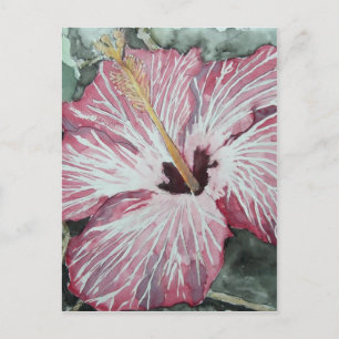 Hibisken Blume Aquarellmalerei Kunstgeschenk Postkarte