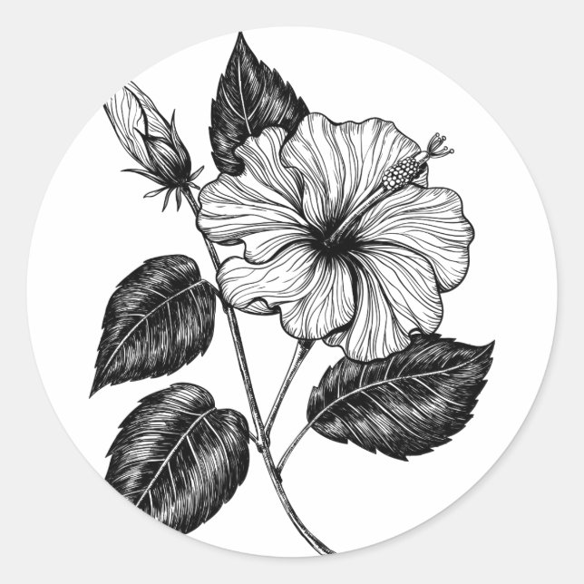 HIBISKEN BLUME II RUNDER AUFKLEBER (Vorderseite)