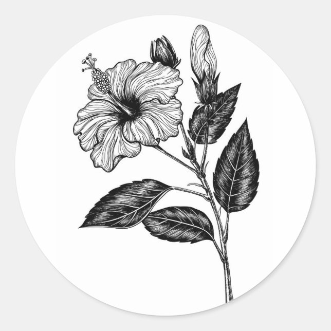 HIBISKEN BLUME III RUNDER AUFKLEBER (Vorderseite)