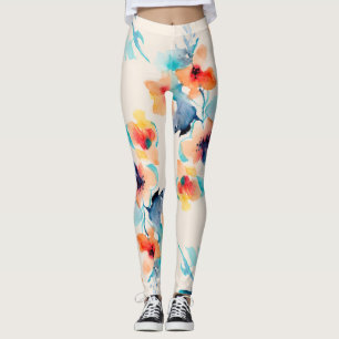 Hibisken-Blume: Illustrationsmuster für Wasserfarb Leggings