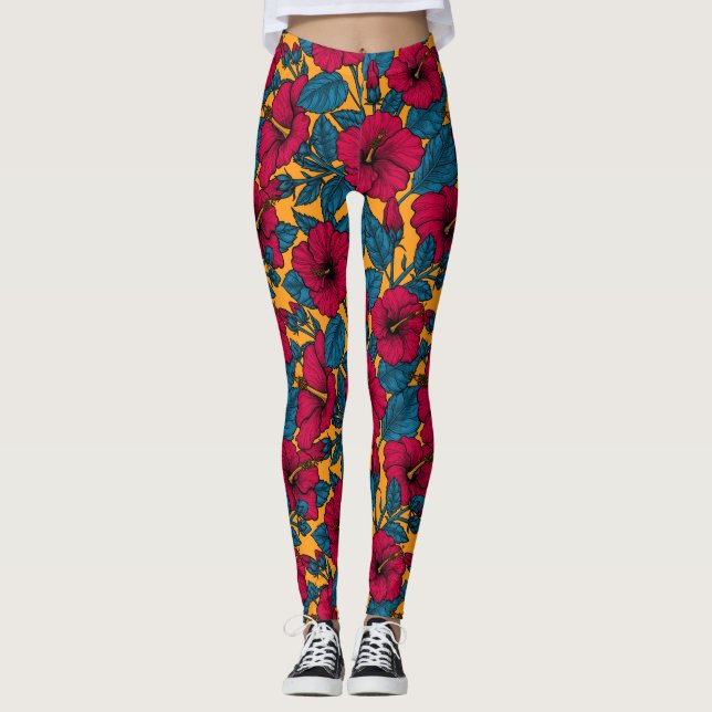 Hibisken-Blume Leggings (Vorderseite)