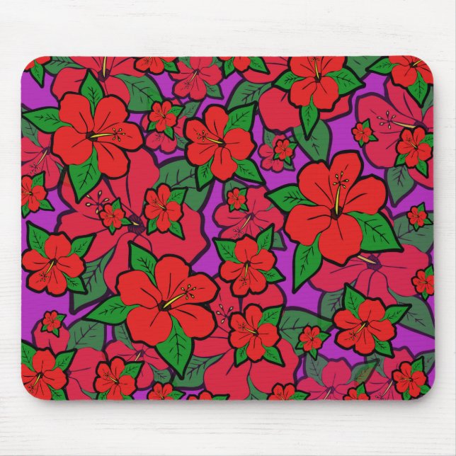 Hibisken Blume Lila Mousepad (Vorne)