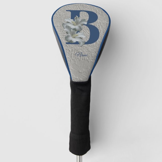 Hibisken Blume Monogram Initial B Ihr Name  Golf Headcover (Vorderseite)
