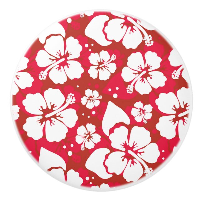 Hibisken-Blume-Muster Keramikknauf (Vorderseite)
