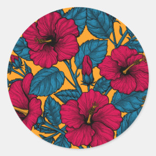 Hibisken-Blume Runder Aufkleber