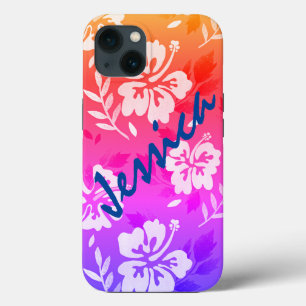 Hibisken Blume Sunset Ihren Namen iPhone Case