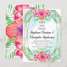 Hibisken Blume Wasserfarben Strand Save the Date Einladung