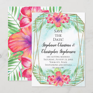 Hibisken Blume Wasserfarben Strand Save the Date Einladung