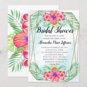 Hibisken Blume Watercolor Beach Brautparty Einladung