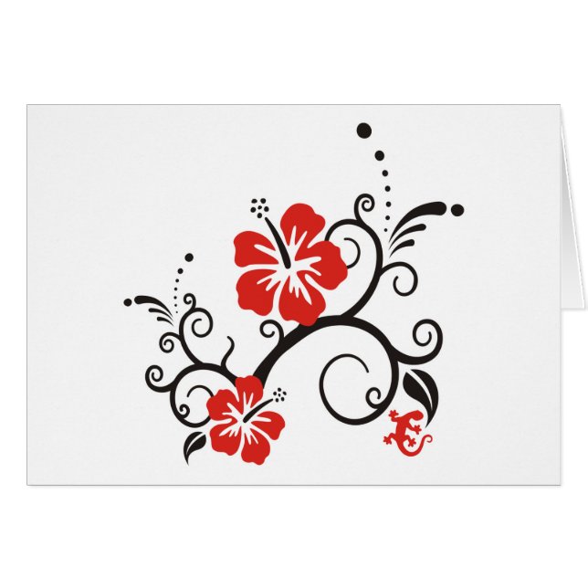 Hibisken Decor mit Gecko (Vorderseite (Horizontal))