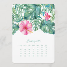 Hibisken der Januar-Desktop-Kalenderkarte