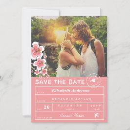 Hibisken Hochzeit in Urlaubsort Gepäckanhänger Fot Save The Date