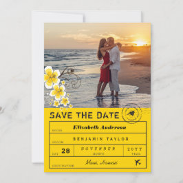 Hibisken Hochzeit in Urlaubsort Gepäckanhänger Fot Save The Date