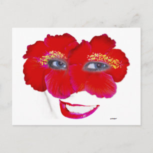 Hibisken mit Lächeln - Rot Postkarte