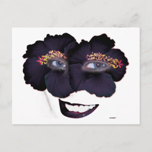 Hibisken mit Lächeln - Schwarz/Lila Postkarte