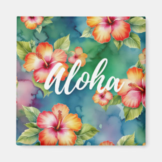 Hibiskus Aloha Aquarell Hawaii Hochzeit Flitterwoc Magnet