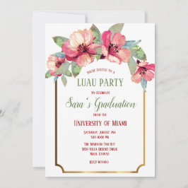 Hibiskus Aquarell Gold Luau Party Abschluss Einladung