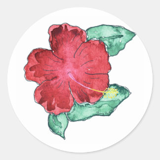 Hibiskus-Aufkleber Runder Aufkleber