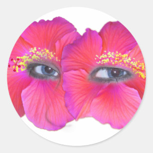 Hibiskus Augen - Rosa Runder Aufkleber