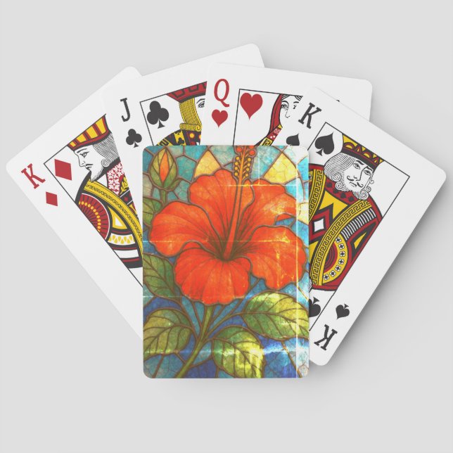Hibiskus aus Hartglas Spielkarten (Rückseite)