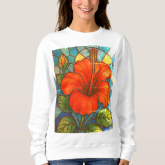 Hibiskus aus Hartglas Sweatshirt