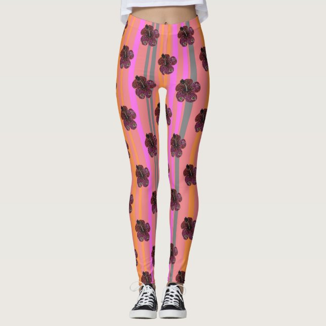 Hibiskus Beads Mosaikmuster Legierung Leggings (Vorderseite)