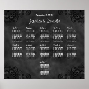 Hibiskus Black 11 Tables Hochzeitssattel Poster