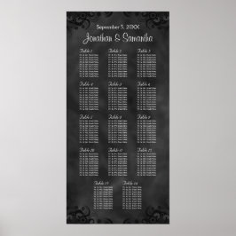 Hibiskus Black 14 Tables Hochzeitsdiagramm Poster