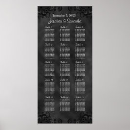 Hibiskus Black 15 Tables Hochzeitsdiagramm Poster