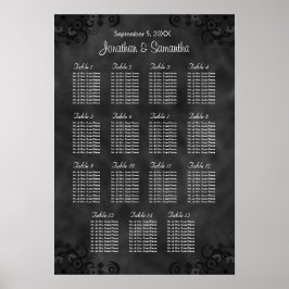 Hibiskus Black Wedding 15 Tables Sitzdiagramm Poster