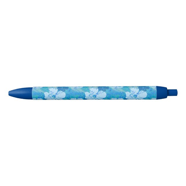 Hibiskus-Blau-Batik Kugelschreiber (Vorderseite)