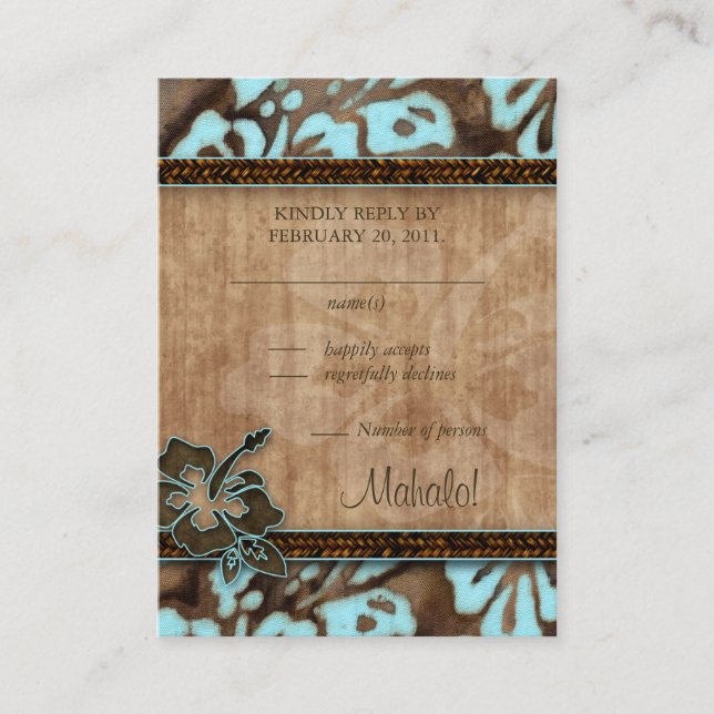 Hibiskus Blue Brown mit Hochzeitskarten für Beach Begleitkarte (Vorderseite)