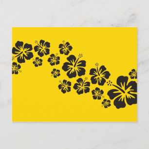 Hibiskus blüht in Schwarz gelb Postkarte
