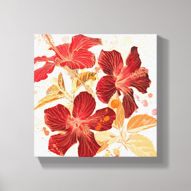 Hibiskus Blume - Aquarellfarbe Leinwanddruck (Vorderseite)