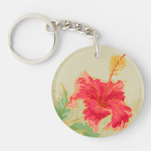 Hibiskus-Blume auf getontem Hintergrund Schlüsselanhänger