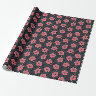Hibiskus Blume: dunkle, nahtlose Tapete. Geschenkpapier