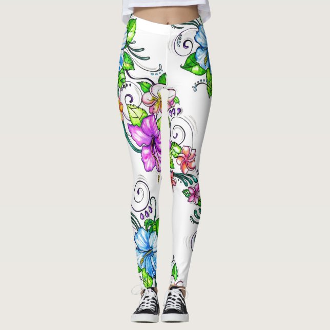 Hibiskus Blume Leggings (Vorderseite)