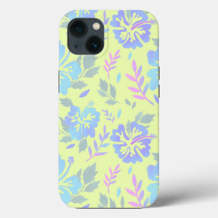 Hibiskus Blume lila-blaues gelbes Muster Case-Mate iPhone Hülle