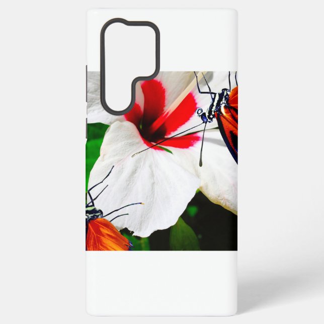 Hibiskus Blume mit 2 Tiger Langschwingende Schmett Samsung Galaxy Hülle (Rückseite)