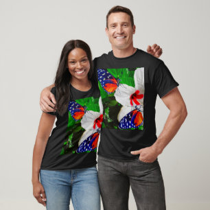 Hibiskus Blume mit 2 Tiger Langschwingende Schmett T-Shirt