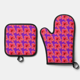 Hibiskus Blume Ofen Mitt und Pottenhalter Set