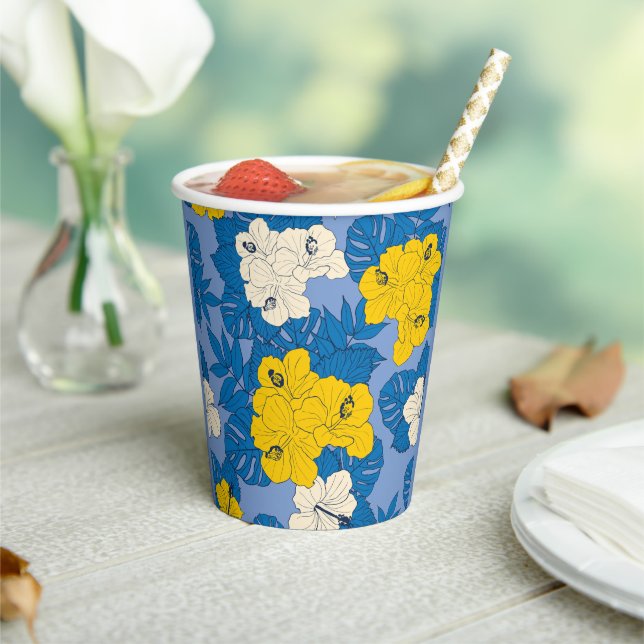 Hibiskus Blume und Blätter Pappbecher (In Situ)