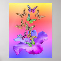 Hibiskus Blume und bunte Schmetterlinge