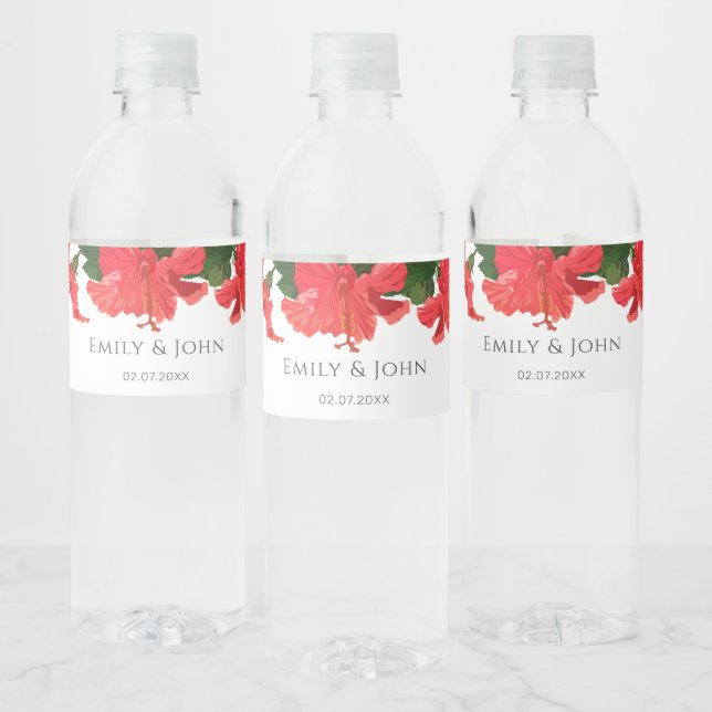 Hibiskus Blume Wasser Flasche Etikett (Flaschen)