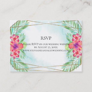 Hibiskus Blume Watercolor Beach Hochzeit UAWG Visitenkarte