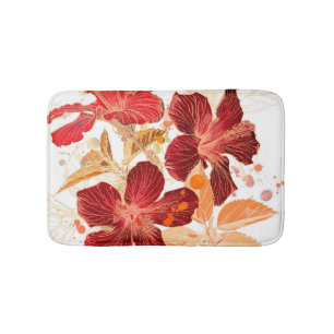 Hibiskus-Blume - Watercolorfarbe 2 Badematte