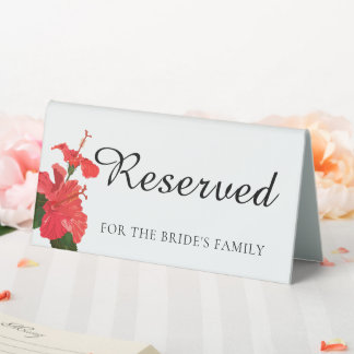 Hibiskus-Blumen-Hochzeit Tisch Tent Schild